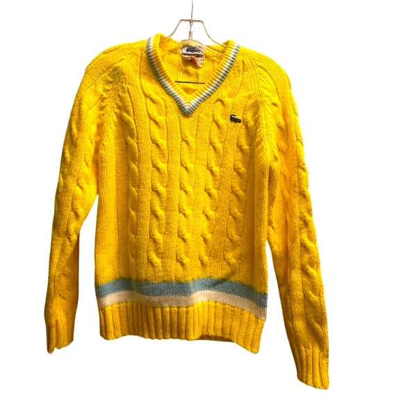 Lacoste V-Neck Sweater in Bright Yellow - Picture 1 of 6